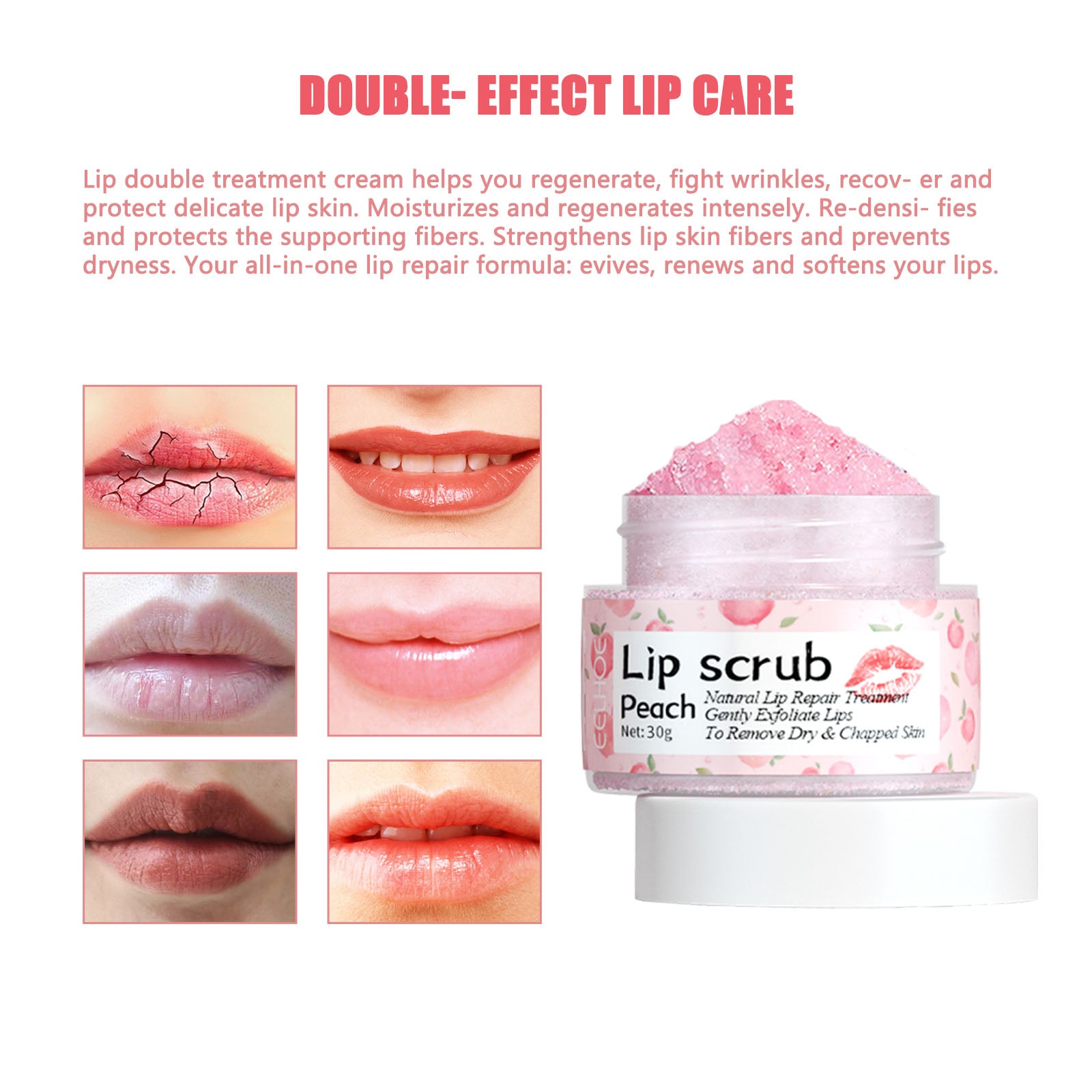 EELHOE Peach Lip Scrub Moisturizing Lip Hydrating Hydrating Lightening Lip Skin Improving Mouth Corners Dull