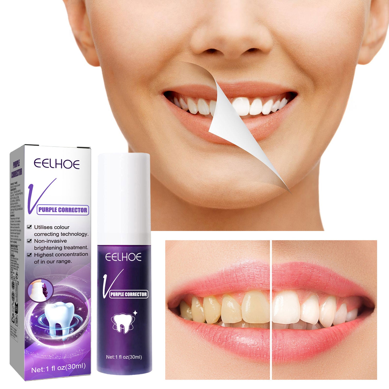 EELHOE Teeth Whitening Toothpaste Removes Stains and Odors Oral Care Brightening Teeth Toothpaste
