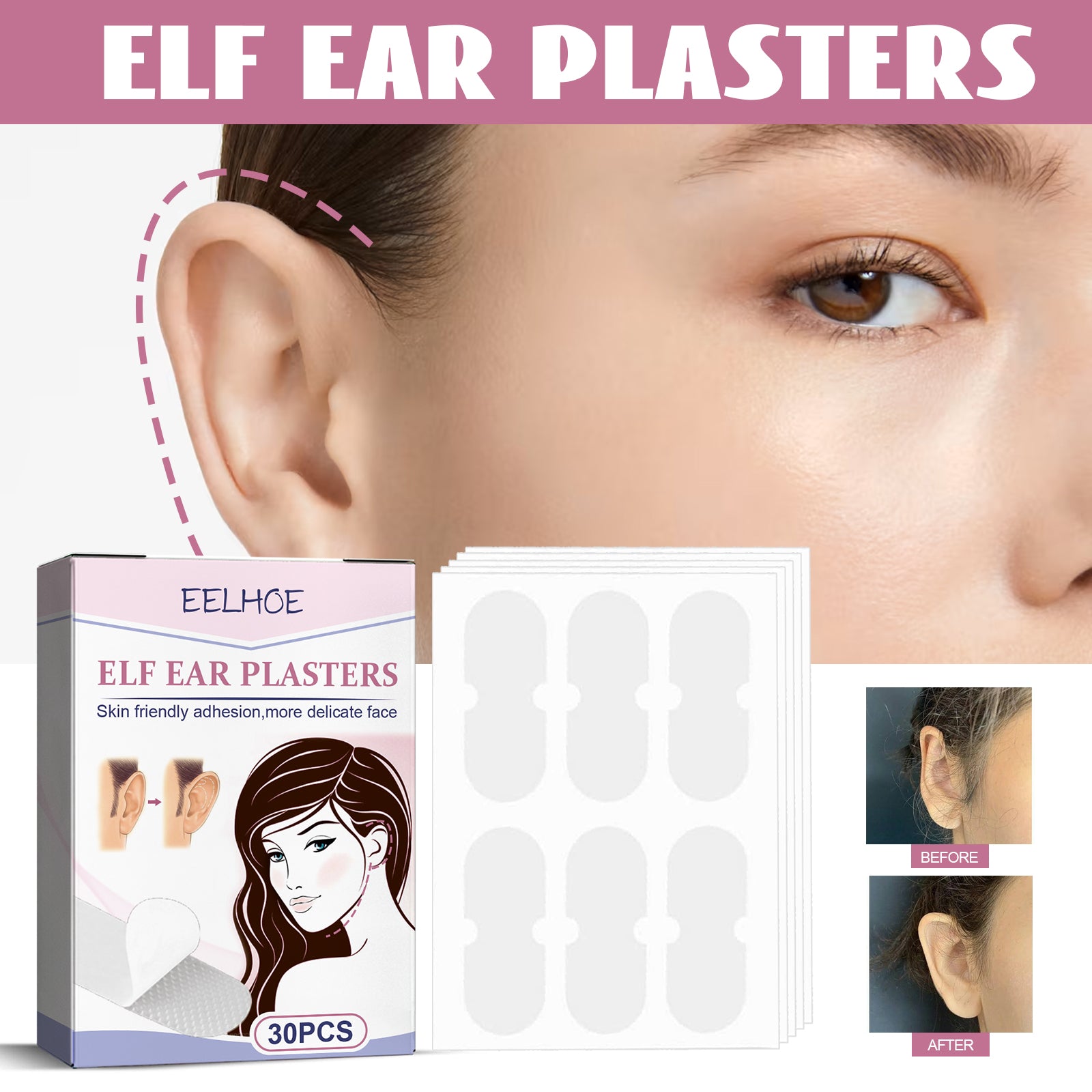 Eelhoe Elf Ear Veneer Ear Wind Ear Show Face Small Invisible and Breathable Waterproof Correction Ear Magic Tape